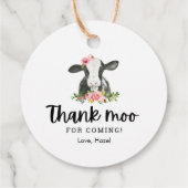 Étiquettes Cadeau Merci Moo De Venir Fille Vache Anniversaire Merci (Dos)