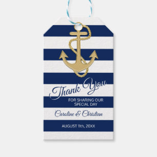 Étiquettes-cadeau MERCI Nautique Bleu Jour spécial Mariage