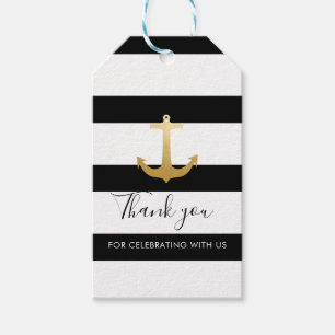 Étiquettes-cadeau Merci nautique de l'Ancre   de feuille d'or de