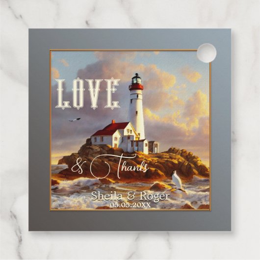Étiquettes Cadeau Merci  nautique phare Mariage (Dos)