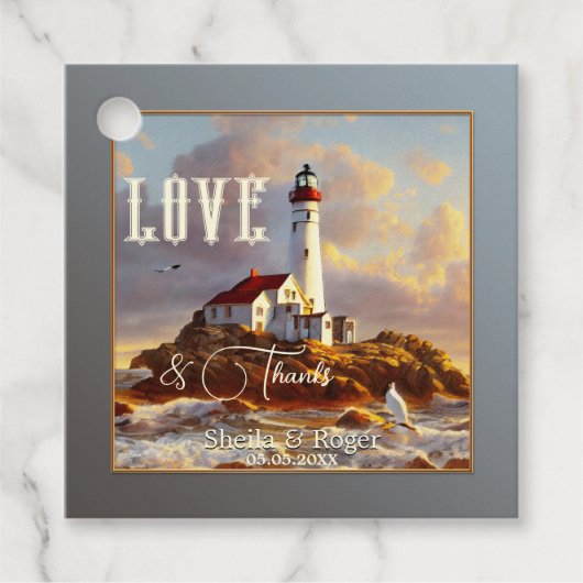Étiquettes Cadeau Merci  nautique phare Mariage (Devant)