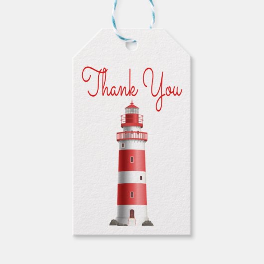 Étiquettes-cadeau Merci nautique Phare Mariage Plage été (Devant)