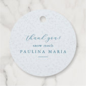 Étiquettes Cadeau Merci neige beaucoup hiver Quinceanera bleu (Dos)