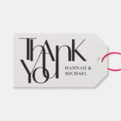 Étiquettes Cadeau Merci Noir Blanc (Devant (Horizontal))