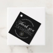 Étiquettes Cadeau Merci noir blanc | ajouter votre LOGO (En situation)