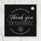 Étiquettes Cadeau Merci noir blanc | ajouter votre LOGO (Dos)