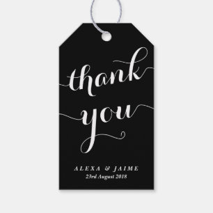 Étiquettes-cadeau Merci noir Cute Moderne Mariage de calligraphie