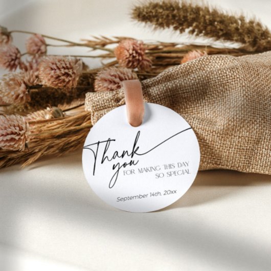 Étiquettes Cadeau Merci noir et blanc minimaliste