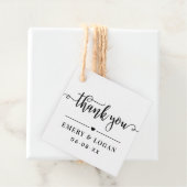 Étiquettes Cadeau Merci noir Mariage de script Monogramme (En situation)