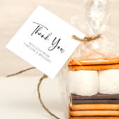 Étiquettes Cadeau Merci | Nom de script simple Noir et Blanc