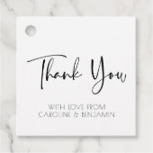 Étiquettes Cadeau Merci | Nom de script simple Noir et Blanc (Devant)