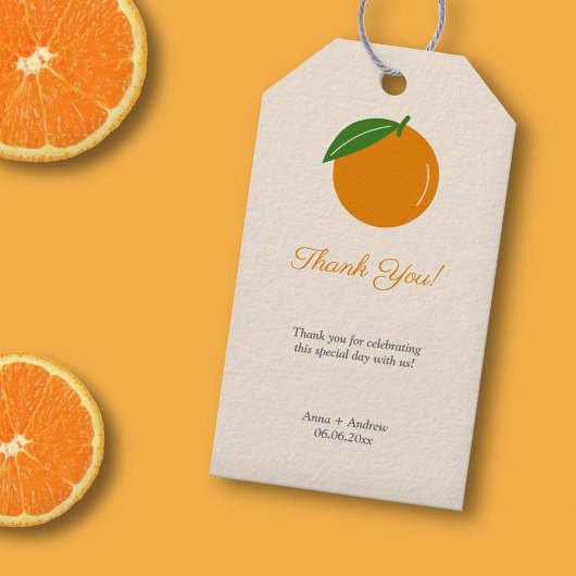 Étiquettes-cadeau Merci orange