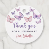 Étiquettes Cadeau Merci Papillon Fluttering Par Fille Anniversaire (Devant)