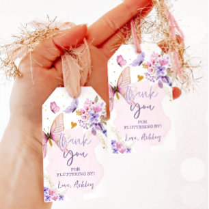 Étiquettes-cadeau Merci Papillon Fluttering Par Fille Anniversaire