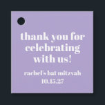 Étiquettes Cadeau Merci personnalisé Bat mitzvah moderne Bold Purple<br><div class="desc">Typographie Personalisée Gras Lavender Purple Modern Merci Favoriser les étiquettes</div>