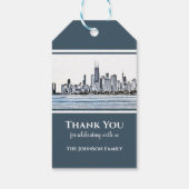 Étiquettes-cadeau Merci personnalisé Chicago Skyline (Dos)