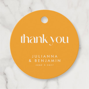 Étiquettes Cadeau Merci personnalisé Mariage géométrique orange colo