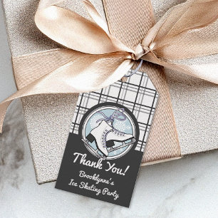 Étiquettes-cadeau Merci personnalisé Patinage sur glace Tartan moder