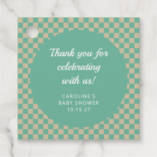 Étiquettes Cadeau Merci personnalisé Retro Checkerboard Mint Douche