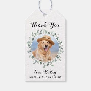 Étiquettes-cadeau Merci Pet Photo Eucalyptus Chien Mariage Faveur