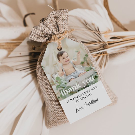 Étiquettes-cadeau Merci photo anniversaire