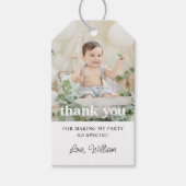 Étiquettes-cadeau Merci photo anniversaire (Devant)