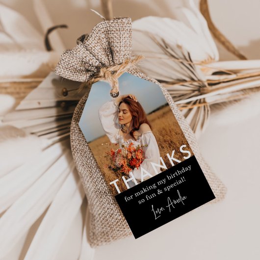 Étiquettes-cadeau Merci photo de fête d'anniversaire