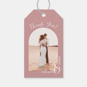 Étiquettes-cadeau Merci photo Mariage Dusty Rose