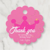 Étiquettes Cadeau Merci Pink Doll fête d'anniversaire, Princesse Cou (Devant)