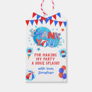 Étiquettes-cadeau Merci Piscine été Anniversaire Bassin Rouge Blanc