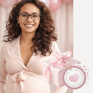 ÉTIQUETTES CADEAU MERCI POUR ASSISTER À NOTRE BABY SHOWER COEUR ROSE