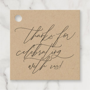 Étiquettes Cadeau Merci Pour Célébrer Avec Nous Script Moderne