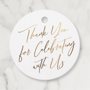 Étiquettes Cadeau Merci pour célébrer avec nous Simple Gold