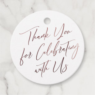 Étiquettes Cadeau Merci pour célébrer avec nous Simple Rose Gold