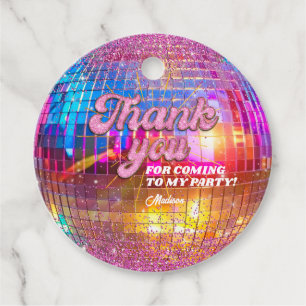 Étiquettes Cadeau Merci pour cette fête d'anniversaire disco boule à