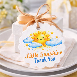 Étiquettes Cadeau merci pour la baby shower bleu et jaune