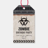 Étiquettes-cadeau Merci pour la fête d'anniversaire zombie avec bioh (Devant)