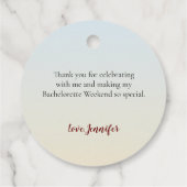 Étiquettes Cadeau Merci pour la fête de bachelorette Rustic Fall Fav (Dos)