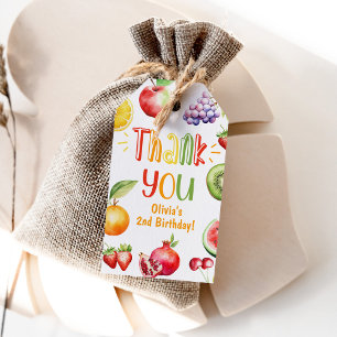 Étiquettes-cadeau Merci pour l'anniversaire de fruits d'été