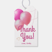Étiquettes-cadeau Merci pour l'anniversaire rose féminin (Devant)