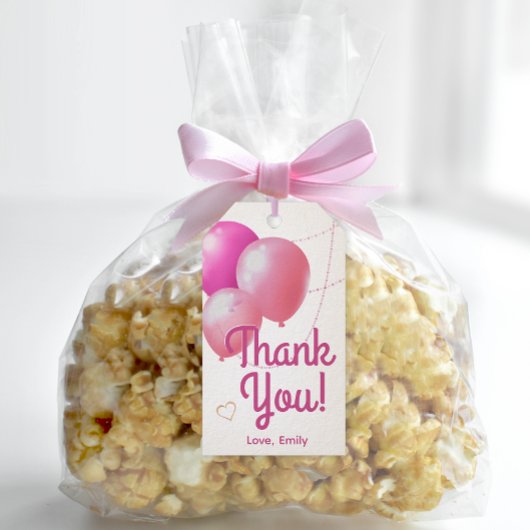 Étiquettes-cadeau Merci pour l'anniversaire rose féminin