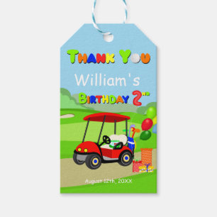 Étiquettes-cadeau Merci pour le 2ème anniversaire du chariot de golf