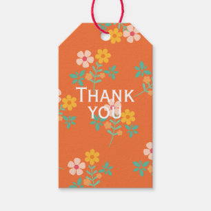 Étiquettes-cadeau Merci pour le motif de bouquet de marguerite orang