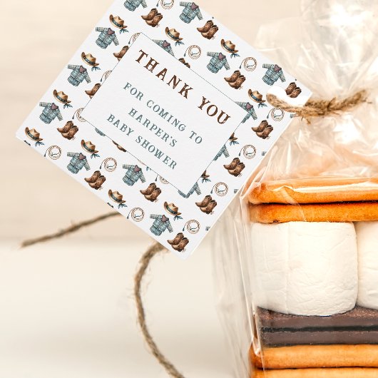 Étiquettes Cadeau Merci pour le prochain Baby shower Cowboy