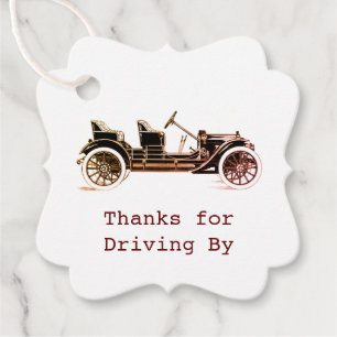 Étiquettes Cadeau Merci pour le tag de conduite, voiture vintage