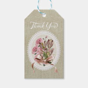 Étiquettes-cadeau Merci pour l'effet de texture élégant Floral kraft