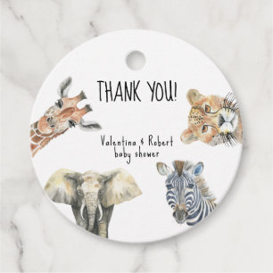 Étiquettes Cadeau Merci pour les animaux de safari pour bébé