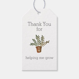 Étiquettes-cadeau Merci pour m'aider à grandir Appréciation de l'ens