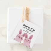 Étiquettes Cadeau "Merci pour passer" avec deux lapins roses (En situation)