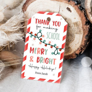 Étiquettes-cadeau Merci pour rendre l'école joyeuse et brillante